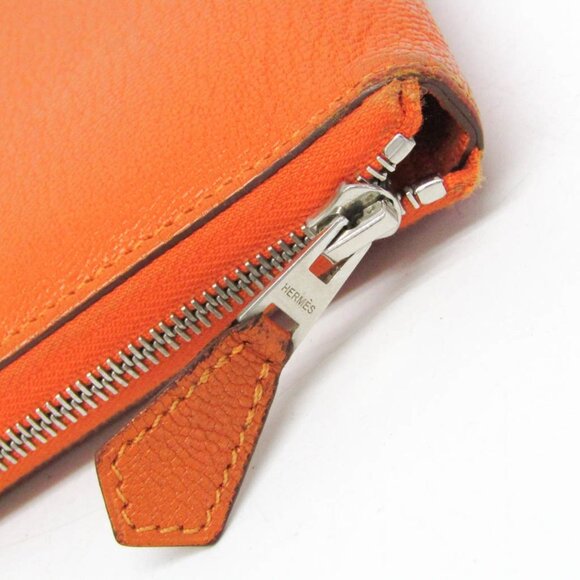HERMES Orange Leather Wallet - Picture 6 of 16
